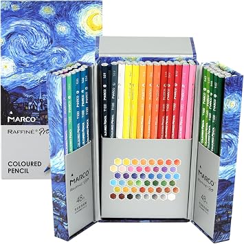 MARCO Premium Buntstifte für Erwachsene - 48-Farbiges Holz-Öl-Set-Künstler - Qualität für Malen & Zeichnen