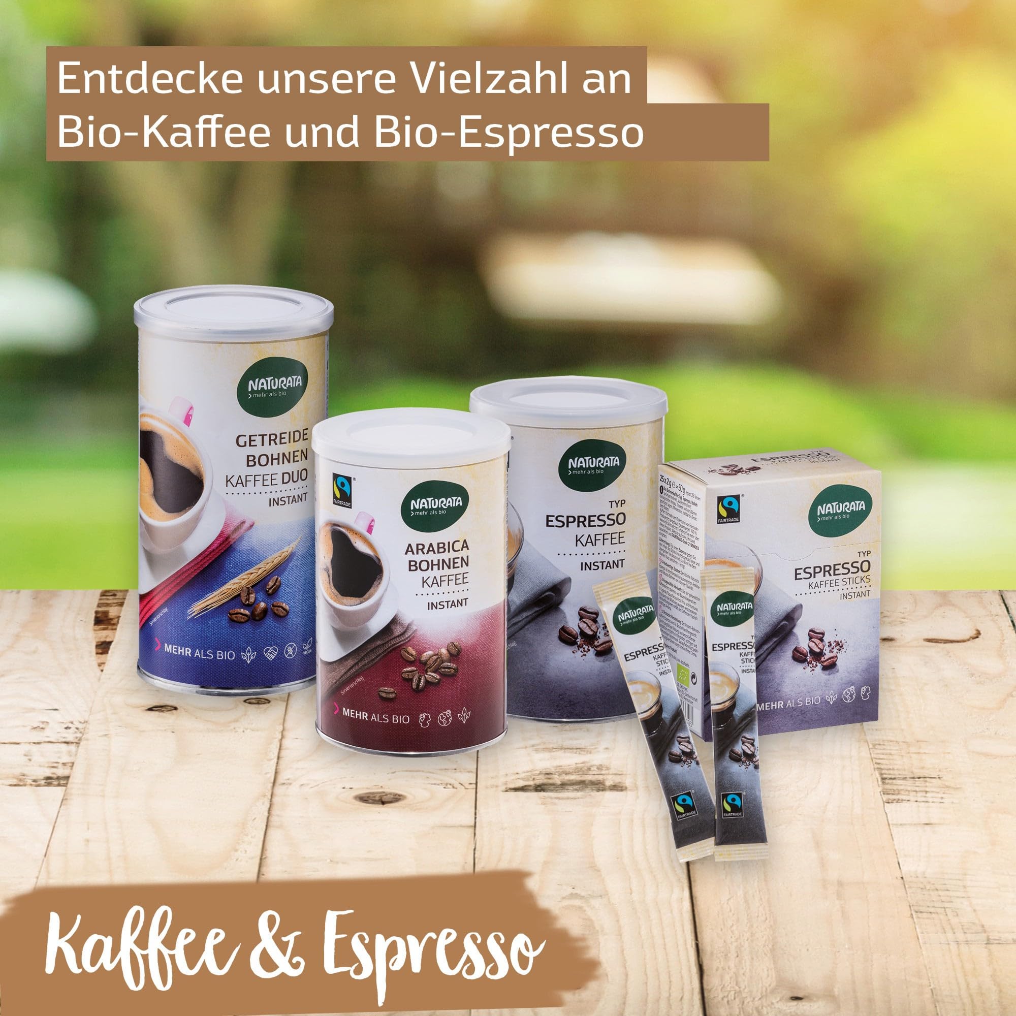 Naturata Bio Espresso Kaffeesticks - 8x50g - Fairtrade - Löslicher Kaffee