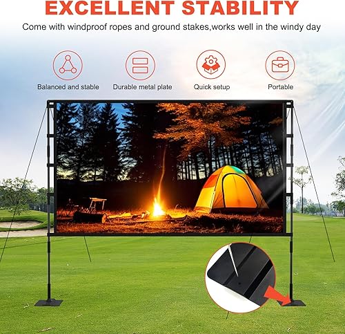 Miniatura 3 de Pantalla de proyector de alta resistencia, pantalla de proyección portátil de 120 pulgadas, pantalla de proyección frontal 4K HD 169, pantalla de