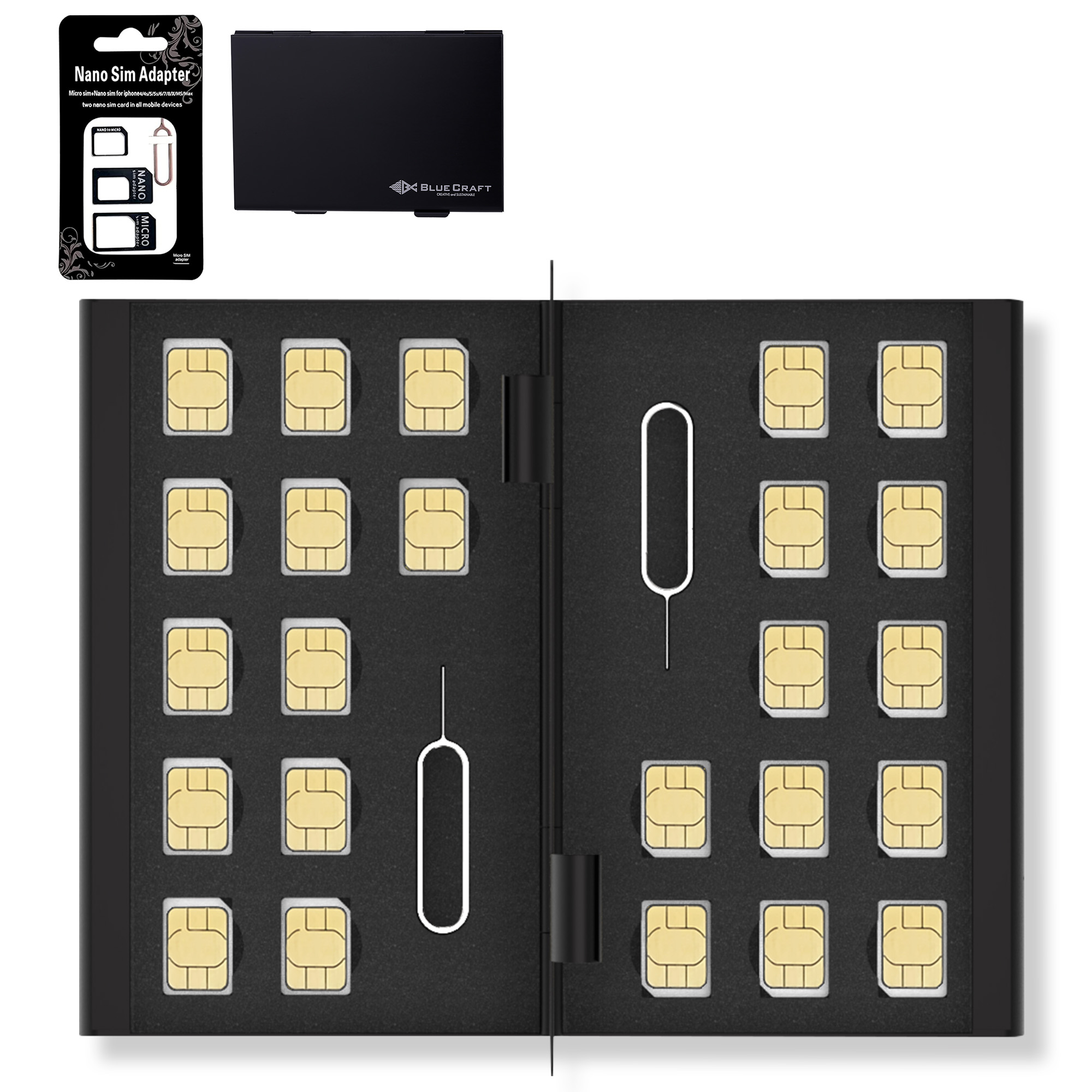 Amazon | BLUECRAFT nanoSIMカード ケース アルミ両面タイプ 【nanoSIM
