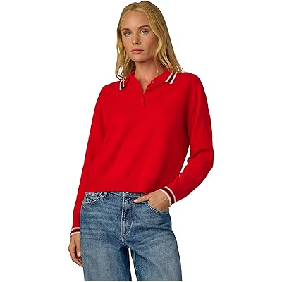Joes Jeans The Long Sleeve Cashmere Polo cherry red