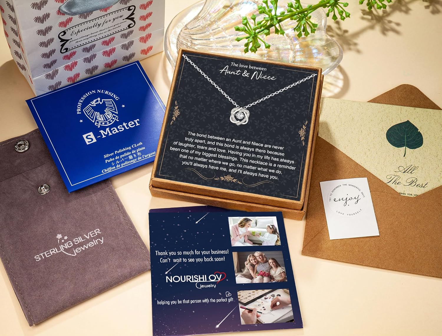 Aunt and Niece Gifts, Sterling Silver 2 Hearts Necklace, Niece Gift from Aunt, Mothers Day Gifts, Christmas Jewelry - Image 6