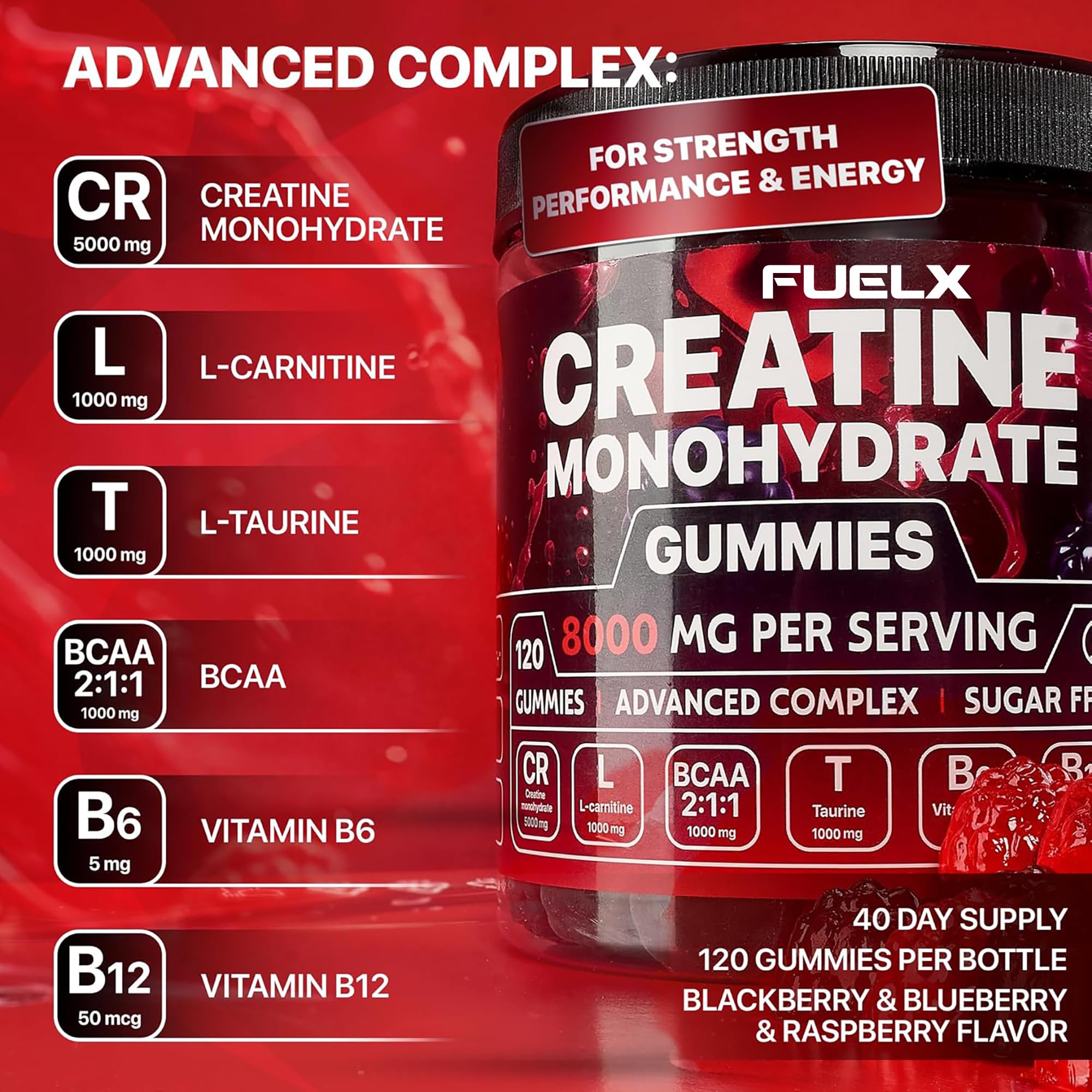 creatine monohydrate gummies complex 8000mg with l-carnitine 120 & Taurine, B6 and B12 L-Carnitine and Weight Loss: Size x Gauge x Needle Length:3cc 25g x 1