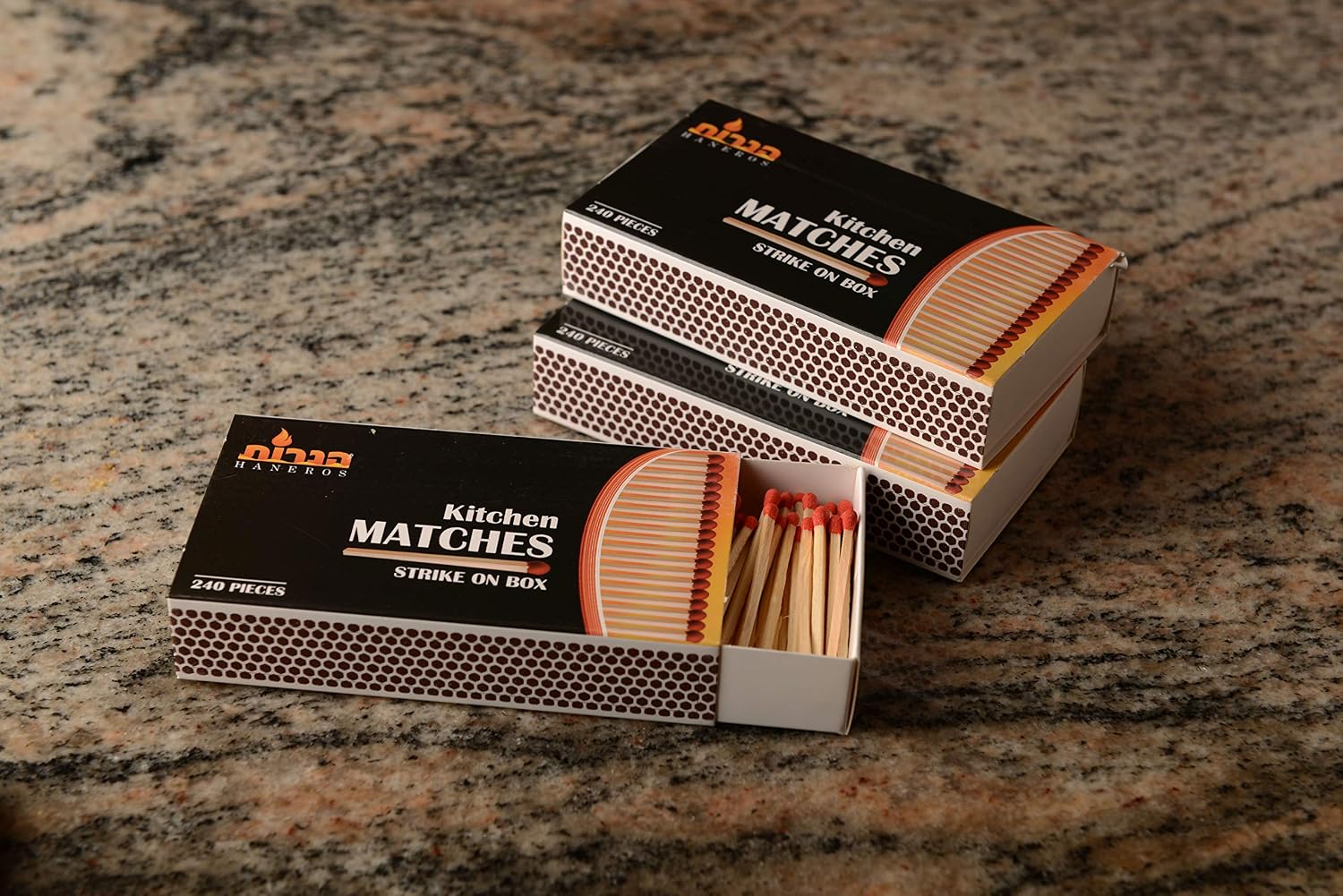 [3 Pack] Wooden Strike on Box Matches - 240 Count Per Box - Kitchen Matches, Camping, Candles and Stove - Lot Bulk, Wholesale