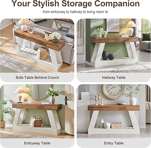 Miniatura 6 de OKD Mesa de entrada de granja de 60 pulgadas con cajón, mesa consola detrás del sofá, entrada larga estrecha para pasillo, sala de estar, pasillo,