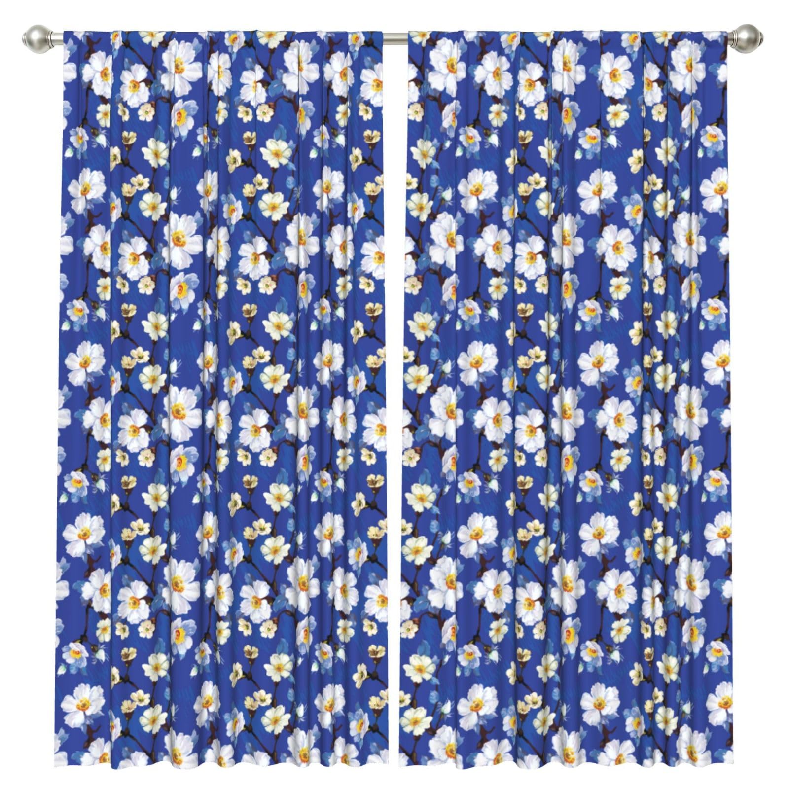 InOmak Watercolor Flower, 2 Panels Window Curtains 52 x 84 Inch Blackout Curtains for Living Room Bedroom