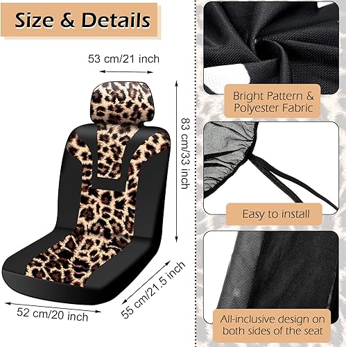 Miniatura 3 de Tallew Juego completo de fundas de asiento de automóvil con diseño de leopardo para automóvil, funda para placa de automóvil, protector de leopardo,