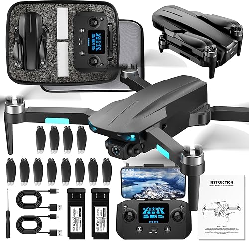 HHD Drones GPS con cámara para adultos 4k, tiempo de vuelo de 50 minutos, transmisión FPV de 3800 pies, menos de 8.78 oz, motor sin escobillas,