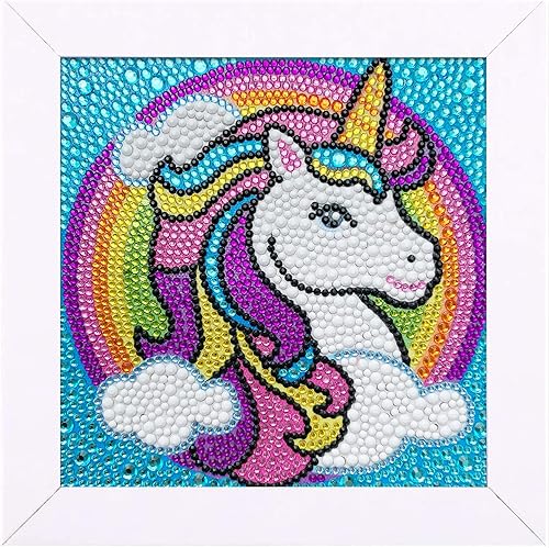 Miniatura 7 de Kit de pintura de calcomanías de diamante con marco de madera, artes y manualidades de diamantes para niños, calcomanías de gemas de mosaico por