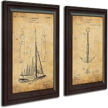 Personal-Prints Nautical Sailing Vintage Patents - Sailboat, Anchor 2pc Set