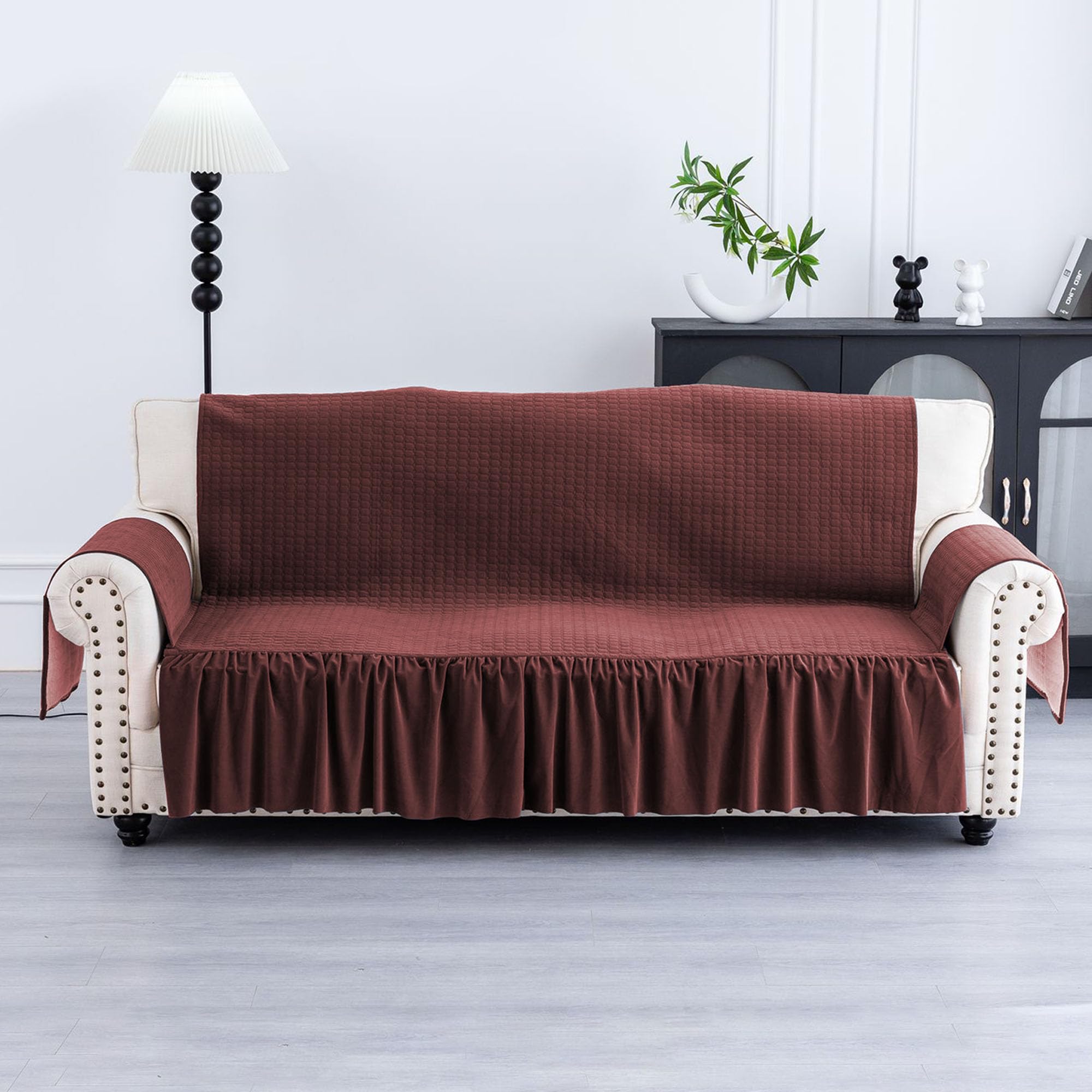 Kuber Industries 3 Seater Soft Velvet Full Sofa Cover with Pocket Arms | Easy to Clean & Maintain Sofa Slipcover/Couch Protector Cloth with Sofa Hand Rest Cover for Living Room | Maroon (B0DH2GC14Z) Amazon Price History, Amazon Price Tracker