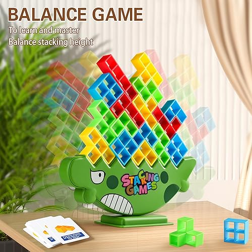 Miniatura 3 de Juego de 64 bloques apilables de torre Tetra, juegos de mesa para familias, fiestas, viajes y construcción de equipos, adecuado para más de 2