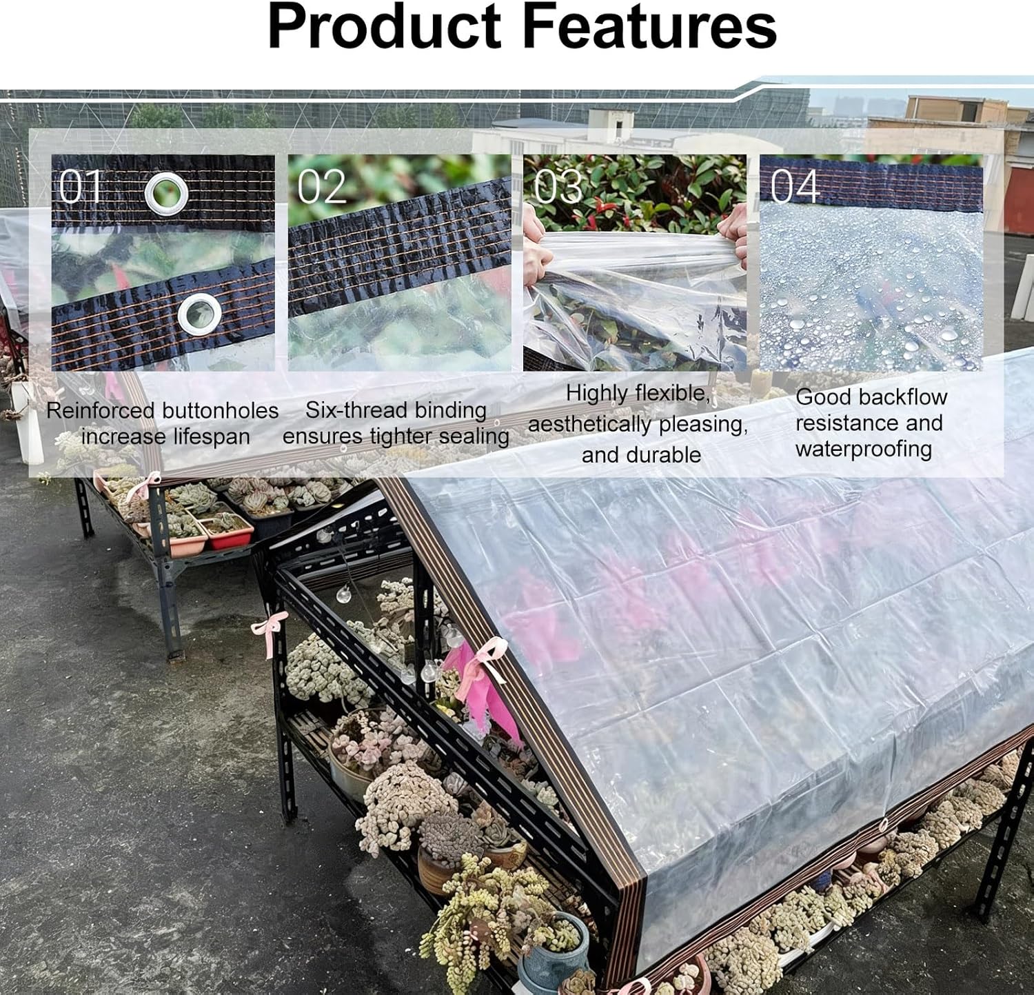 Outdoor Transparent Tarps, Clear Vinyl Tarp, with Metal Grommets, Rope, Heavy Duty Waterproof Plastic PE Tarpaulin for Greenhouse Patio Enclosure Chicken Coop Tarp Cover,(6x7m/19.7x23.0ft)