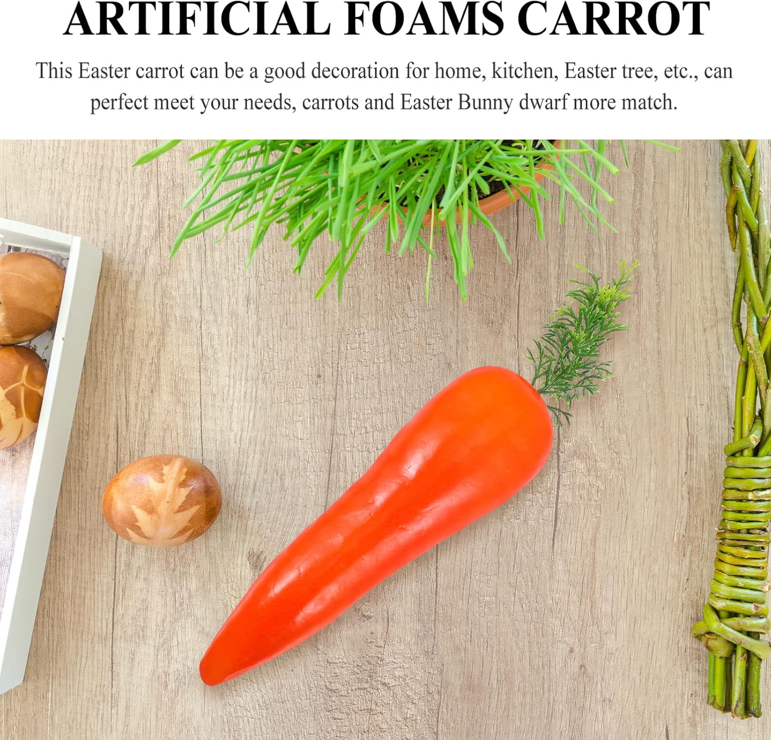 jojofuny 3pcs Lifelike Artificial Easter Carrots, Bright Orange Plastic Simulation Vegetables for Festive Decoration, Photography Props, and Home Decor - for Easter Celebrations and Themed Events