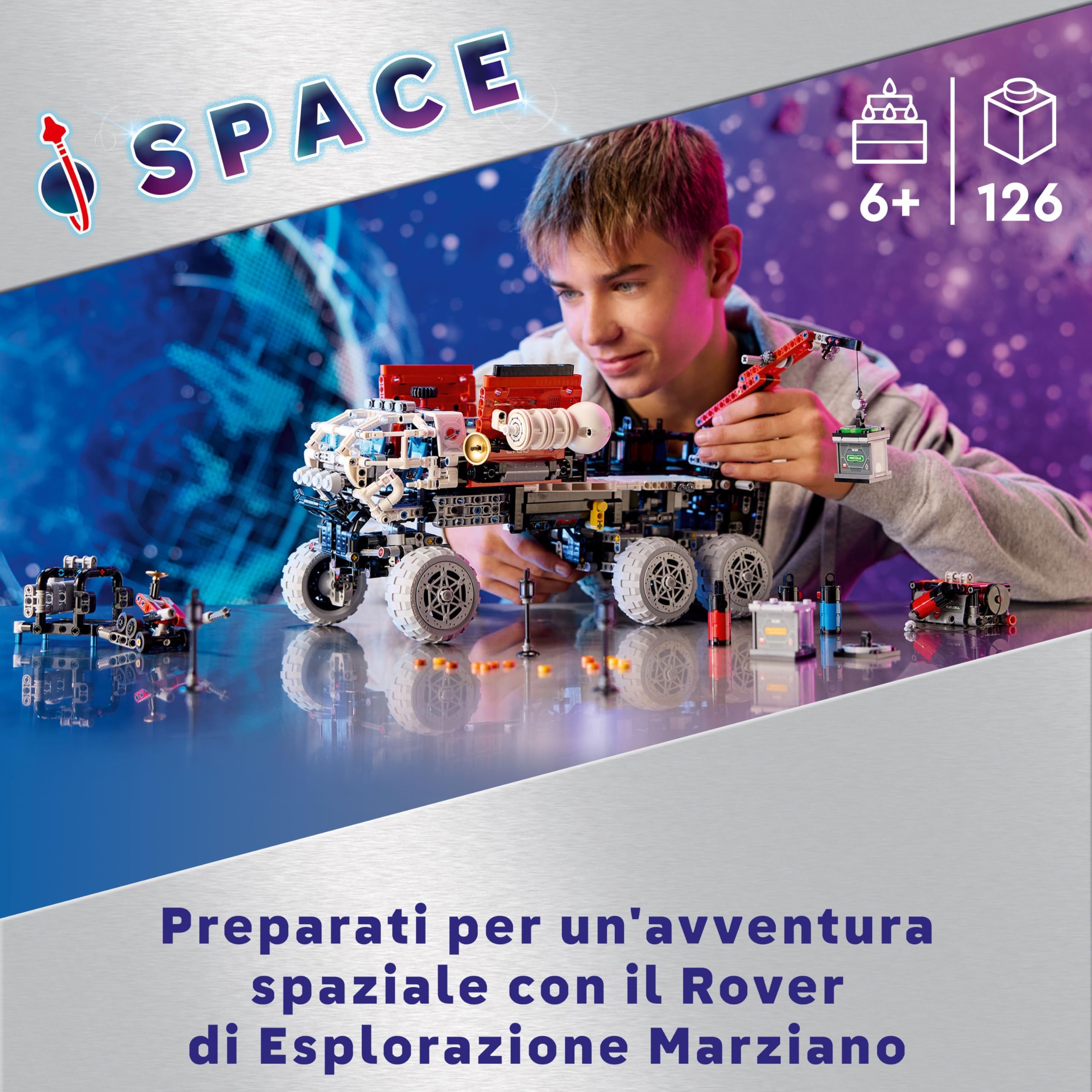 LEGO Technic Rover di Esplorazione Marziano, Giochi Spaziali per Bambini e Bambine da 11 Anni in su, Modellino da Costruire di Veicolo Giocattolo Ispirato alla NASA con Funzioni, Idea Regalo 42180