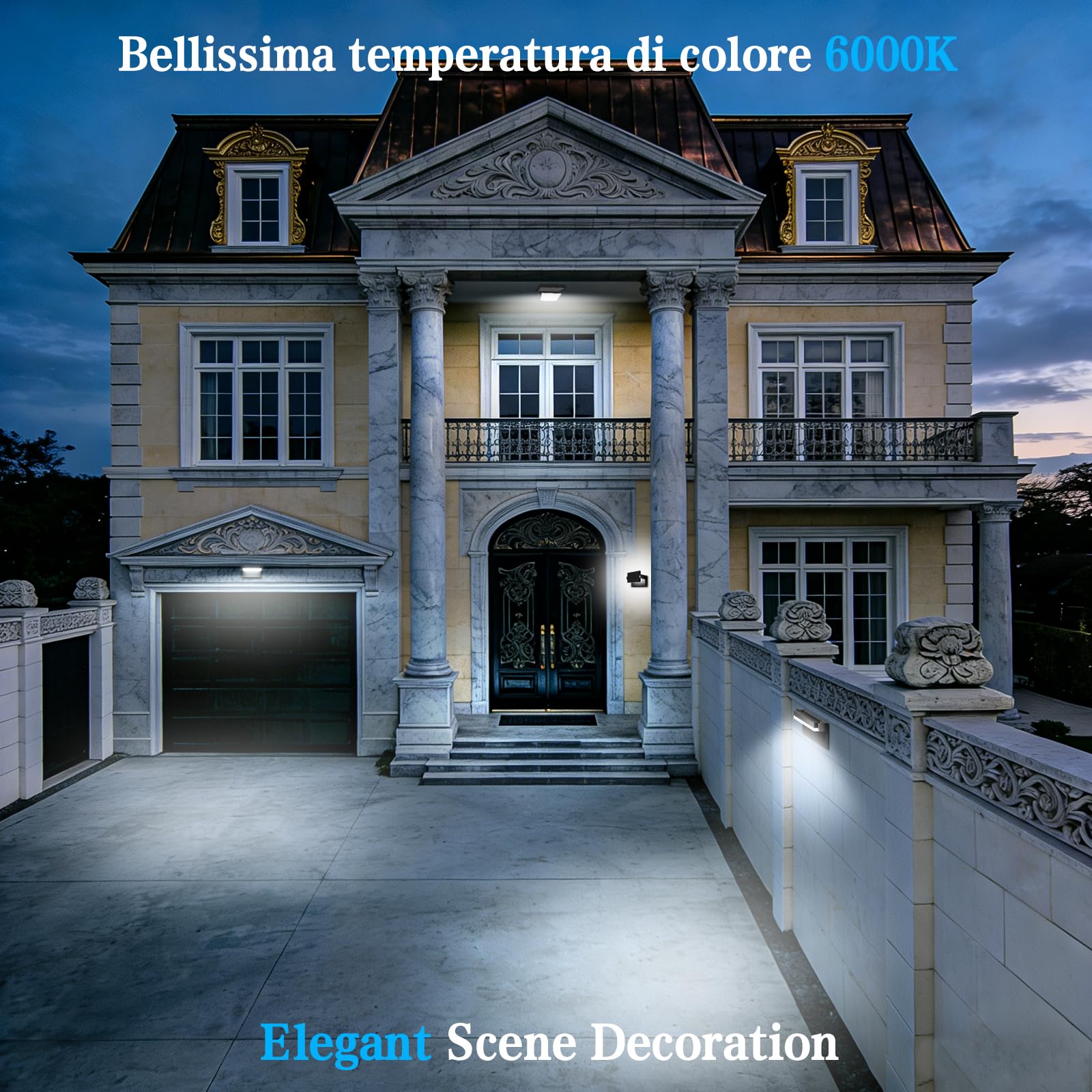 ledmo 60W Applique Murale Extérieure LED 5000Lm 6000K IP65 Noir 360° | Pivotant 360°, aluminium moulé, lumière froide, idéal jardin terrasse, 50000h de vie, montage facile, étanche durable