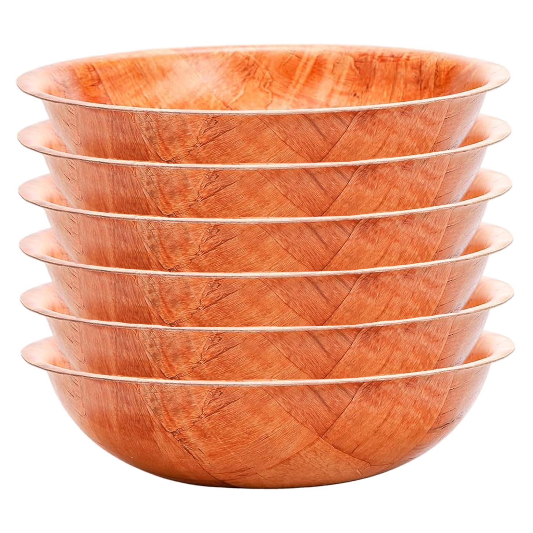 Juego de ensaladeras de Madera, 6 Unidades/Juego de Cuencos apilables Redondos de Madera Natural de 10 Pulgadas para Servir Frutas, Verduras, Cocina, Comedor y Ensalada