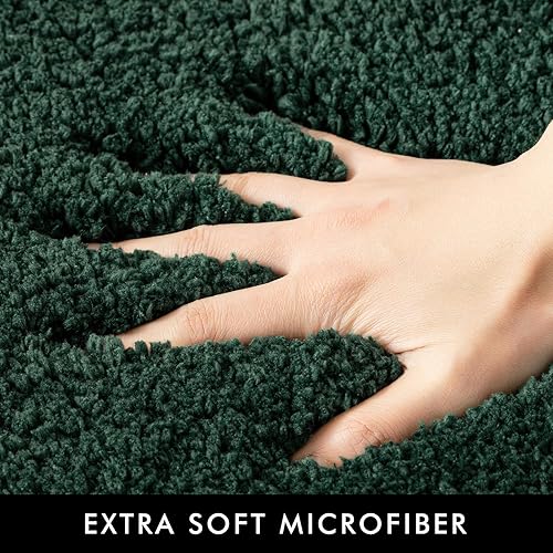Miniatura 3 de MIULEE Tapetes de baño absorbentes de color verde oscuro, suaves, navideños, antideslizantes, de secado rápido, para baño, bañera y duchas, lavables