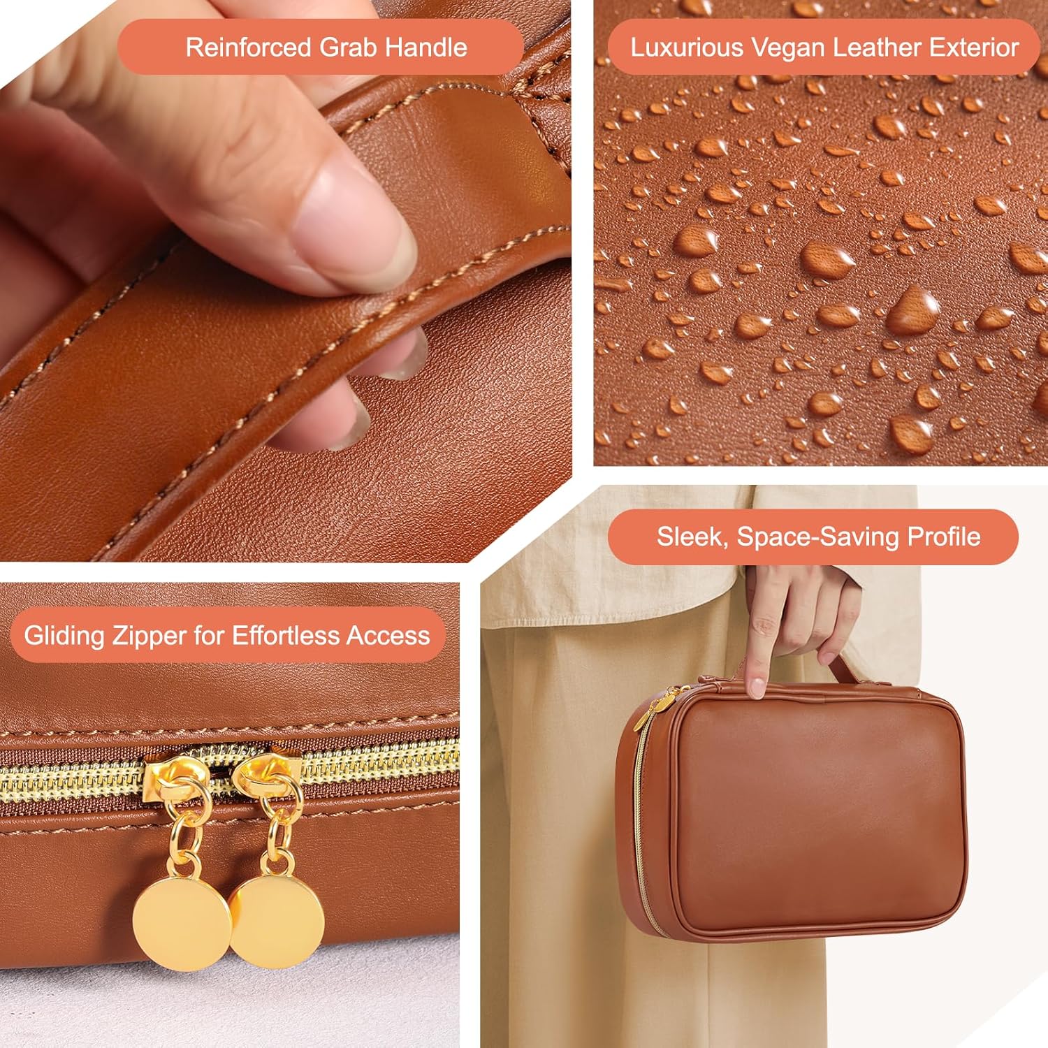 Leather Travel Jewelry Case Organizer,Jewelry Storage Book Binder with Clear Zipper Pouch & Lining-Portable Jewelry Bag for Earrings,Rings,Necklaces,Bracelets (Brown)