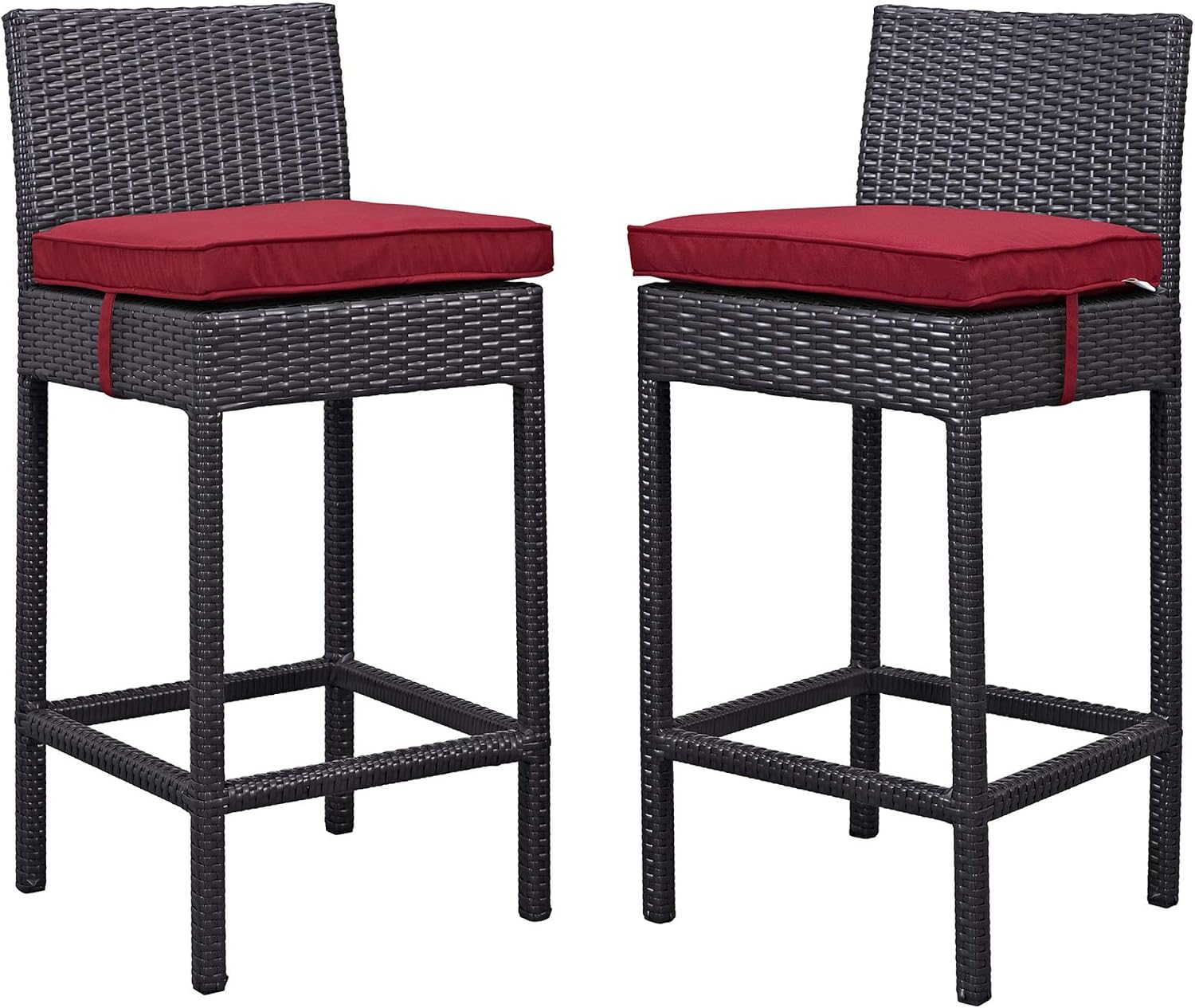 Ergode Lift Outdoor Patio Bar Stool Set | Wicker Rattan Cushioned | UV Resistant | All-Weather | Set of 2