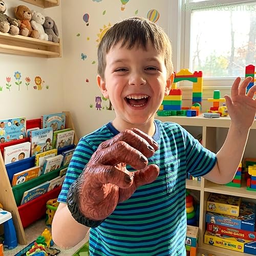 Miniatura 3 de Gemini&Genius Gorilla - Juguete de marioneta de mano para niños, juguete de miedo, juguete de fiesta de Halloween, marioneta de mano de gorila de