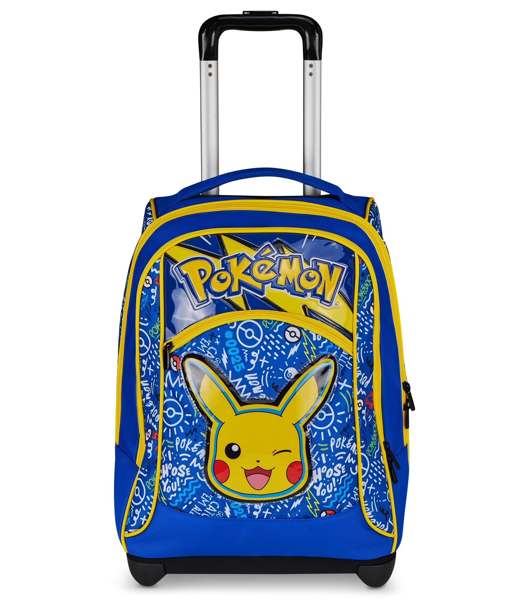 Seven Pokemon Big Trolley, 36 L, Doppio Scomparto, Spallacci a scomparsa, Doppio uso, Tasca frontale, Scuola elementare, Pikachu, Bambini e Bambine, giallo/blu
