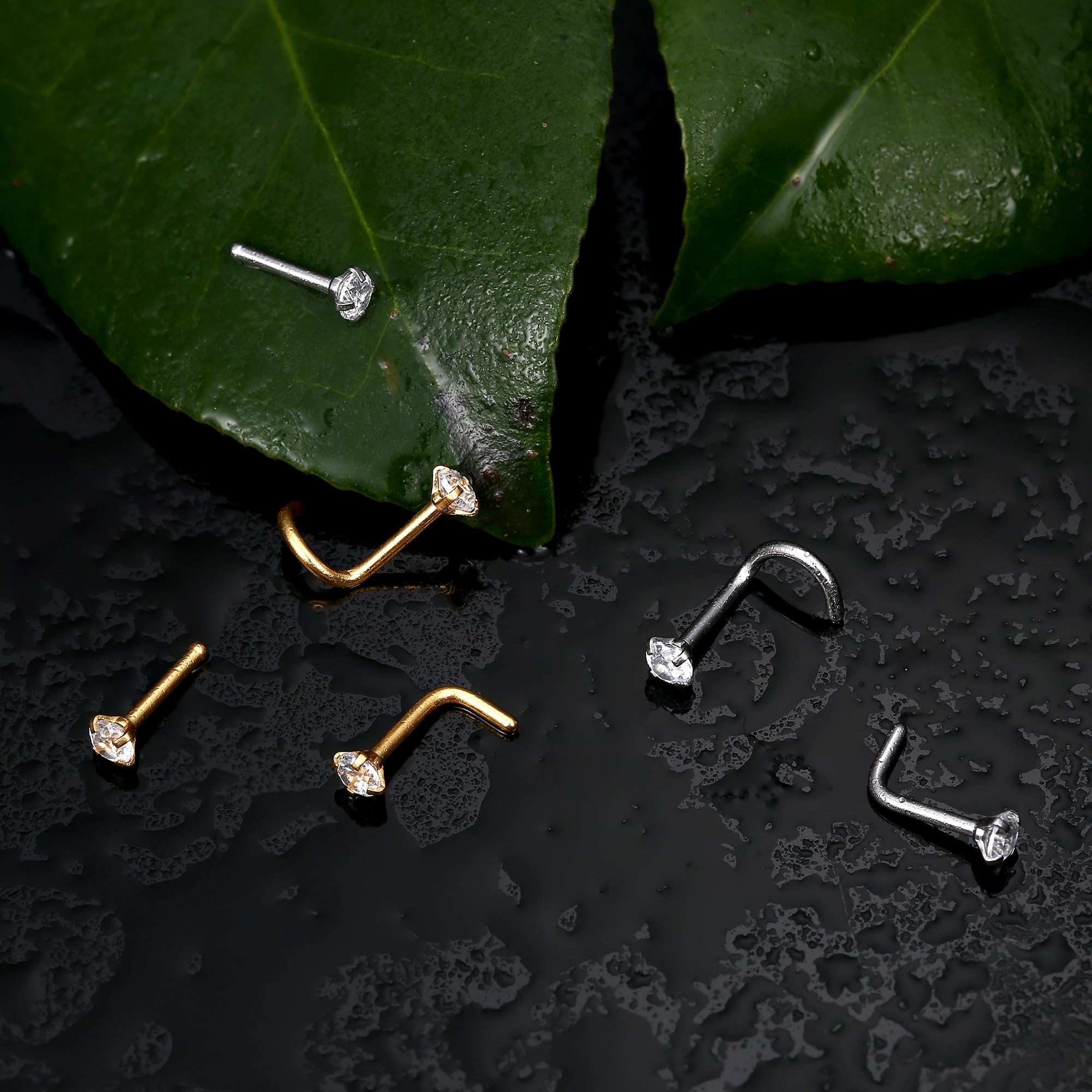 LOLIAS 12Pcs Piercing Nariz Oro Plata Piercing Nariz Acero Quirurgico 6/8/10mm Piercing Nariz Aro Piercing Septum Nostril Pendientes Nariz para Mujer Hombre 18/20G