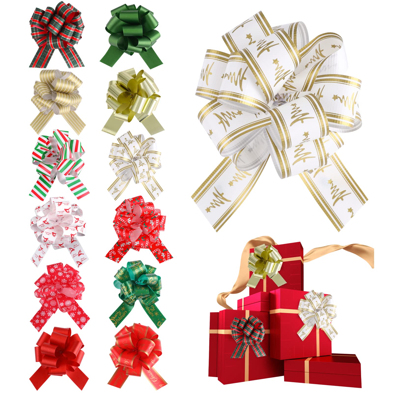 ⭐️クリスマス リボンラッピング 12枚入 プレゼントリボン(クリスマスカラー) Amazon.co.jp: Cobee® ギフトラッピング用クリスマスプルリボン 12個