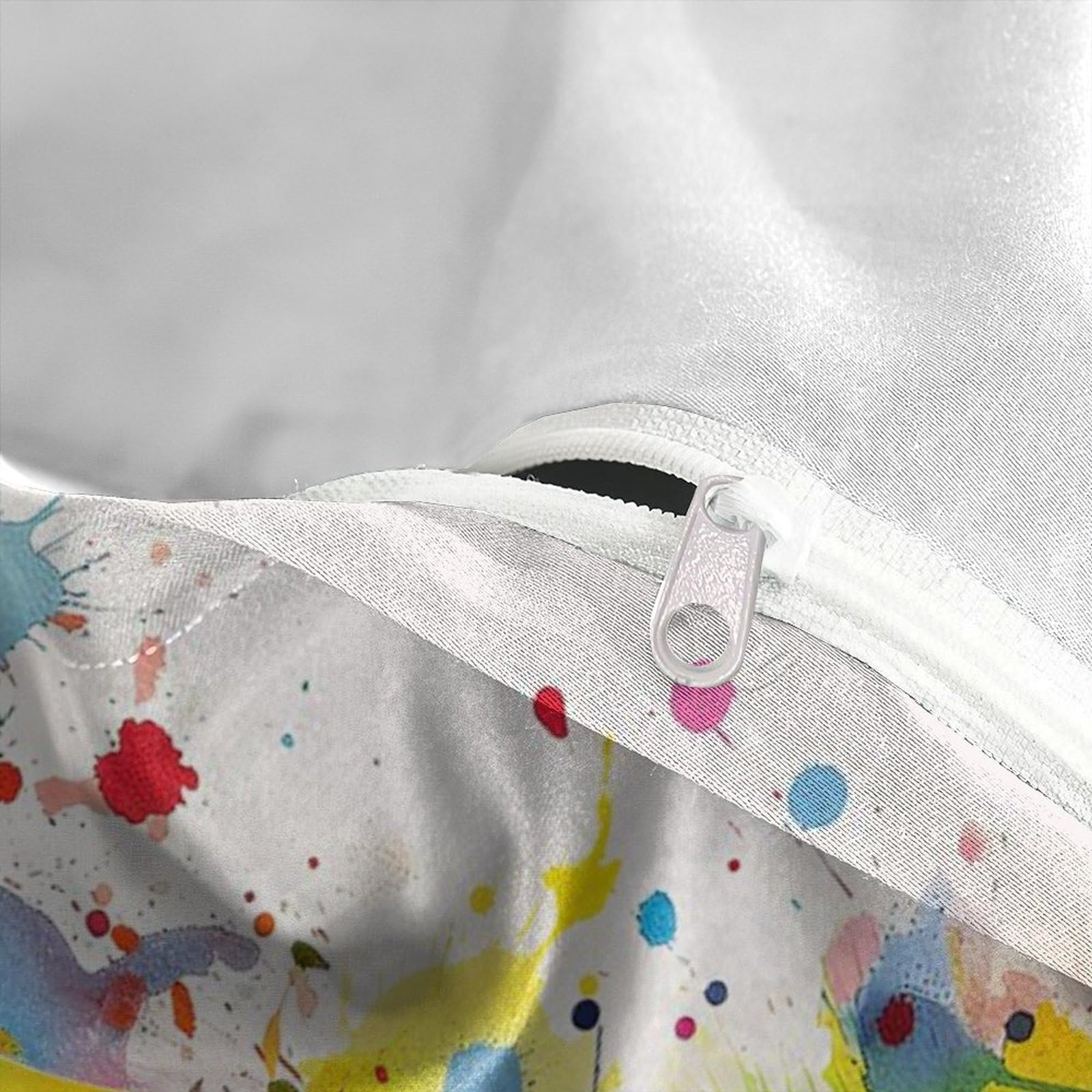 Colorful Hundeporträt 3-teiliges Reines Polyester Lebendige abstrakte Tierkunst Bettbezug, Versteckter Reißverschluss, Krippenbettwäsche, Babysicher & Pflegeleicht King（220x240cm）