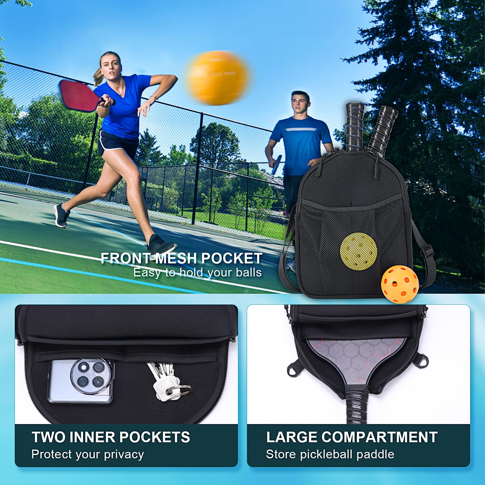 Custodia Paddle Pickleball Borsa Neoprene Custodia Paddle Pickleball Accessori Protettivi Attrezzatura Copri Maniche Racchetta Pickleball Paddle Donna Uomo con borsa a Rete