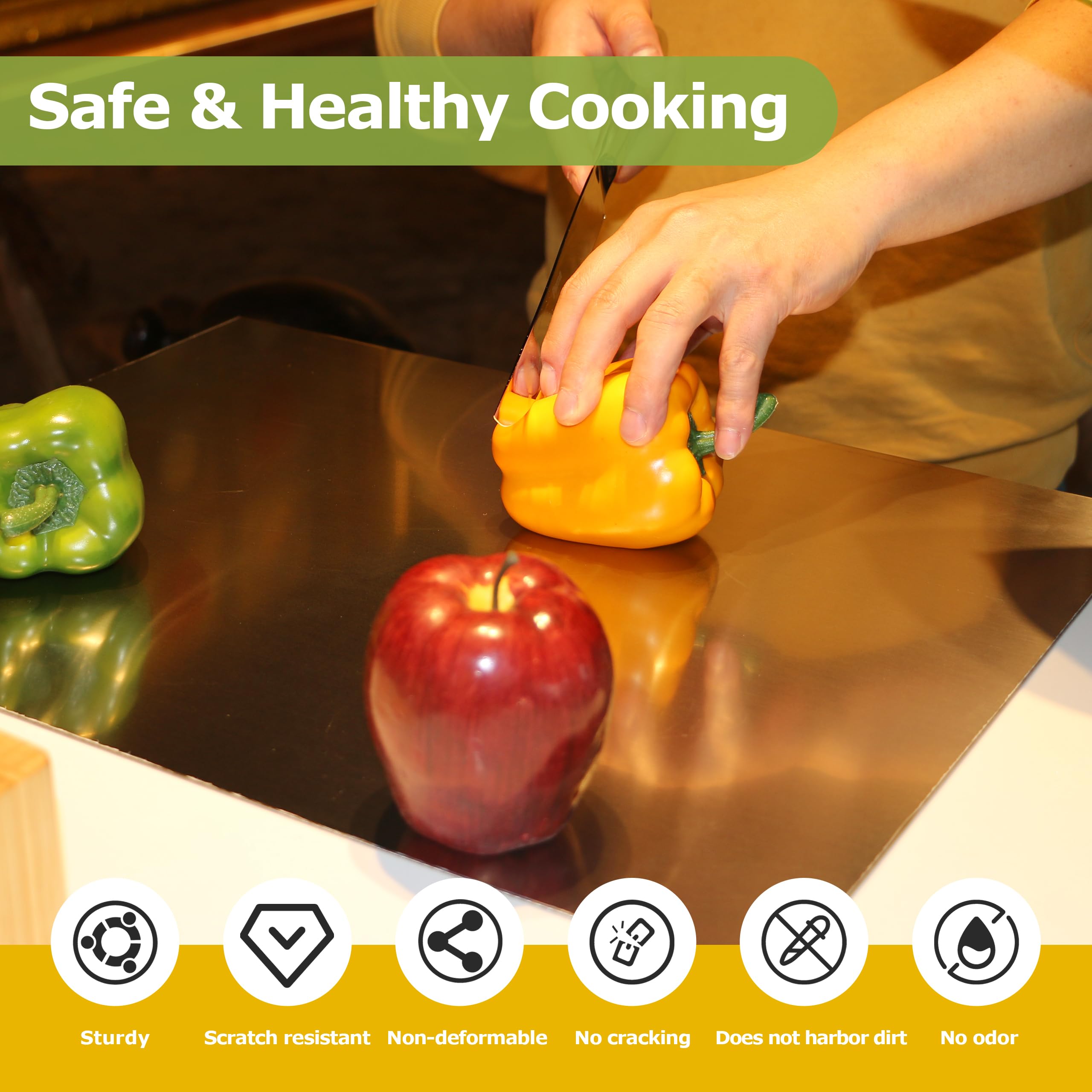 Photo 1 of ***STOCK PHOTO FOR REFERENCE ONLY***Cutting Board for Kitchen, Food Grade Stainless Steel Cutting Board with Lip, Metal Chopping Board for Meat, Fruits, Vegetables, Bread, and Baking (60 x 40cm/23.6 x 15.7 in)