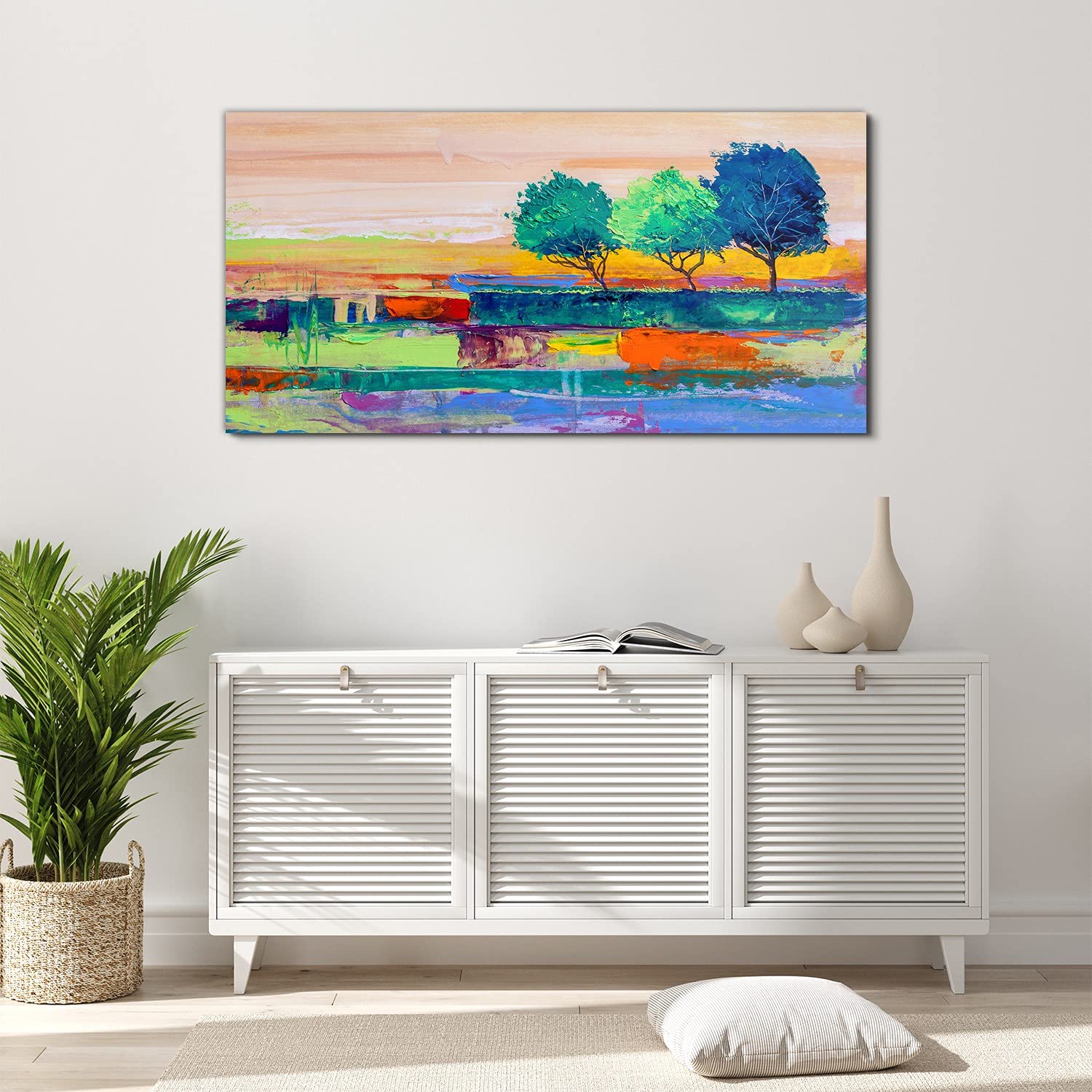 Coloray Pintura acrílica Vidrio Acrílico 120x60cm Cuadro De Pared Sala De Estar Arte Mural - Hojas de árboles de arte