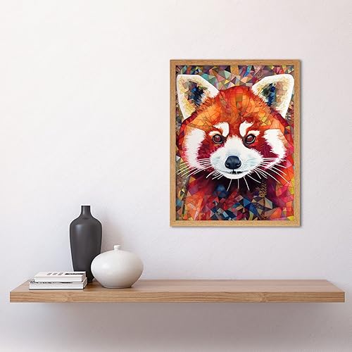 Miniatura 2 de Red Panda Portrait Multicoloured Folk Art Art Print Framed Poster Wall Decor 12x16 inch
