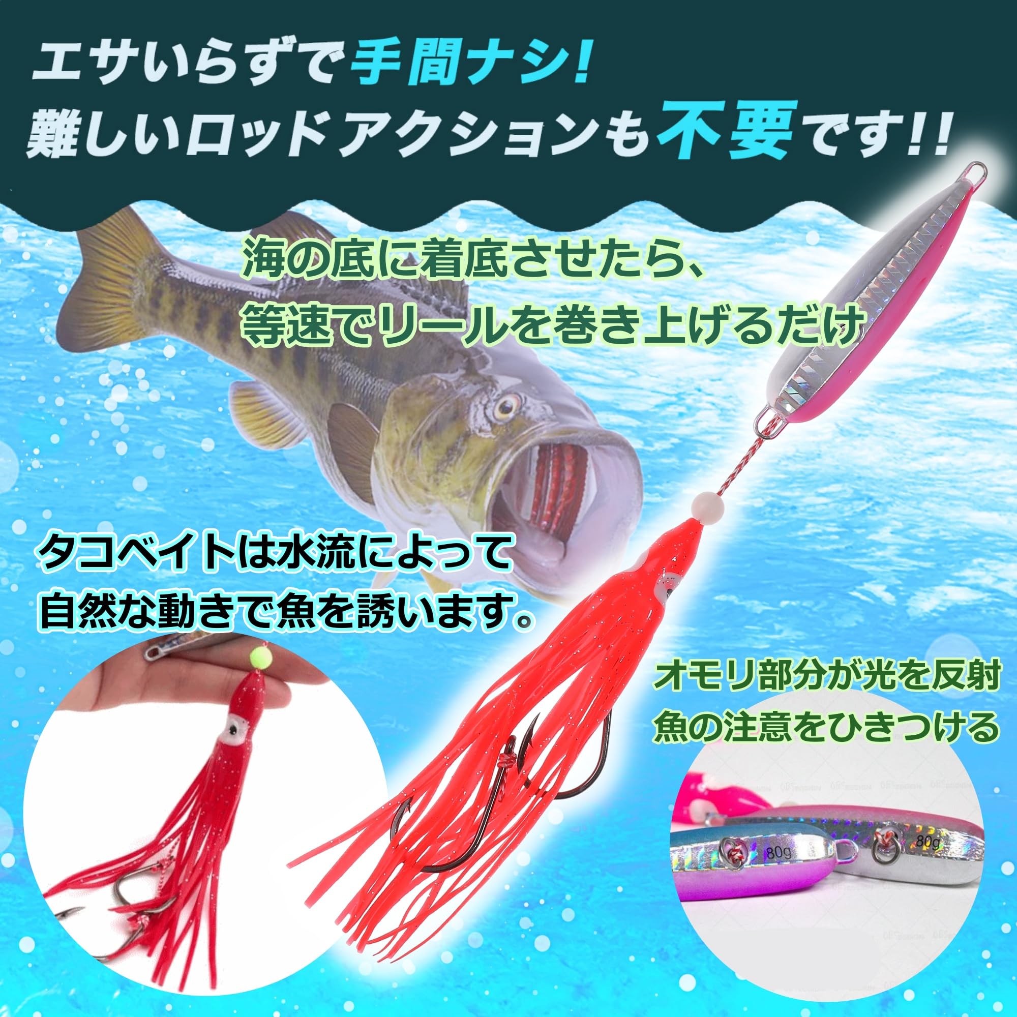 Amazon.co.jp: Anopono タイラバ メタルジグ タコベイト 5色/5本セット