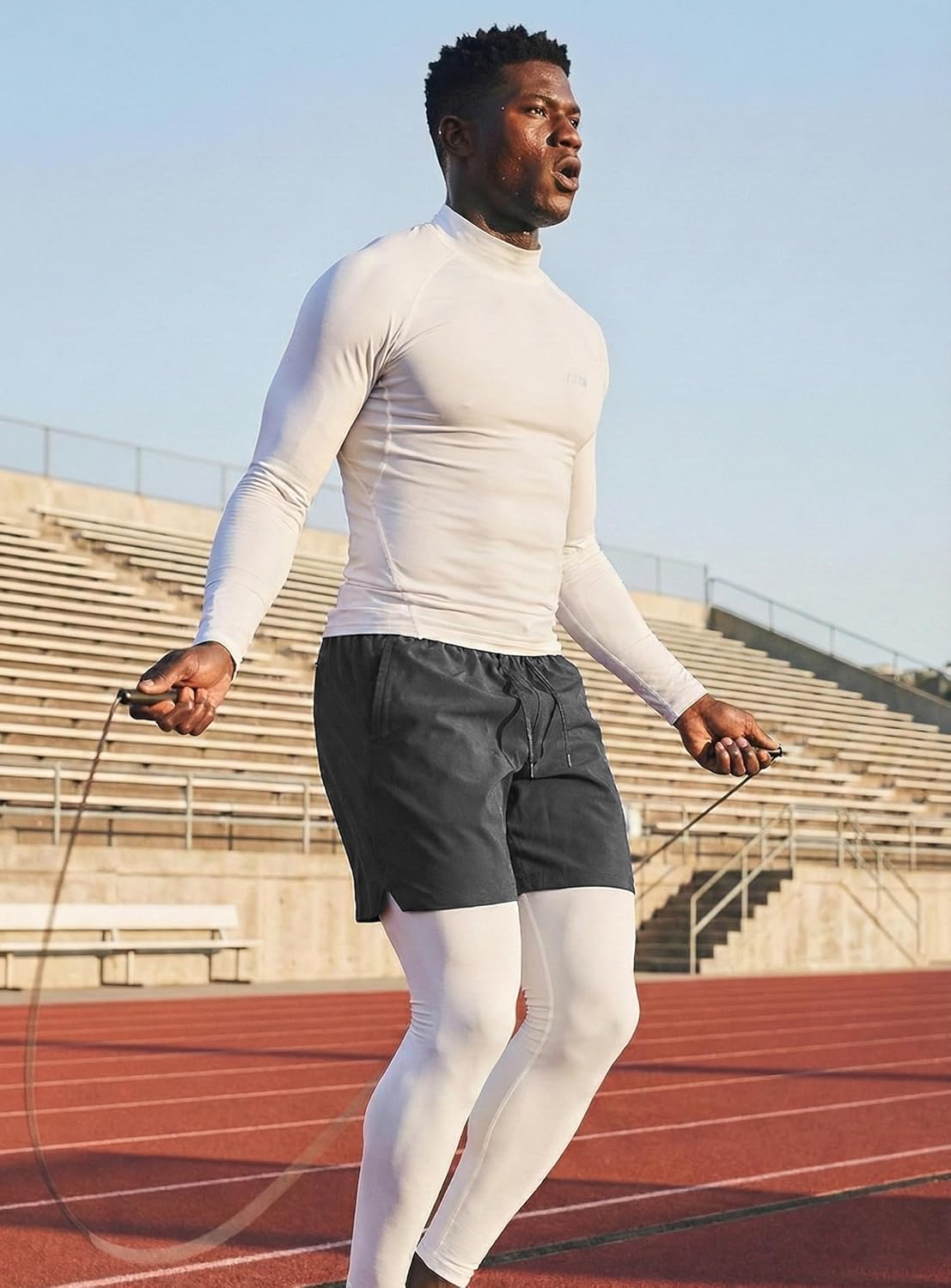 Men's Long Sleeve Compression Shirts Mock Neck Workout T-Shirt Athletic Gym Undershirt Base Layer
