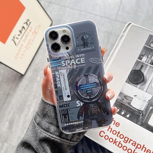 Linda funda para iPhone 13 Pro Max, diseño de astronauta espacial planeta luna, diseño elegante de IMD a prueba de golpes, antideslizante, protector