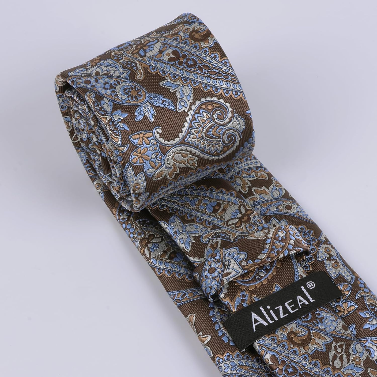 Alizeal Mens 3.15inches Vintage Paisley Tie with Pocket Square Set - Image 3