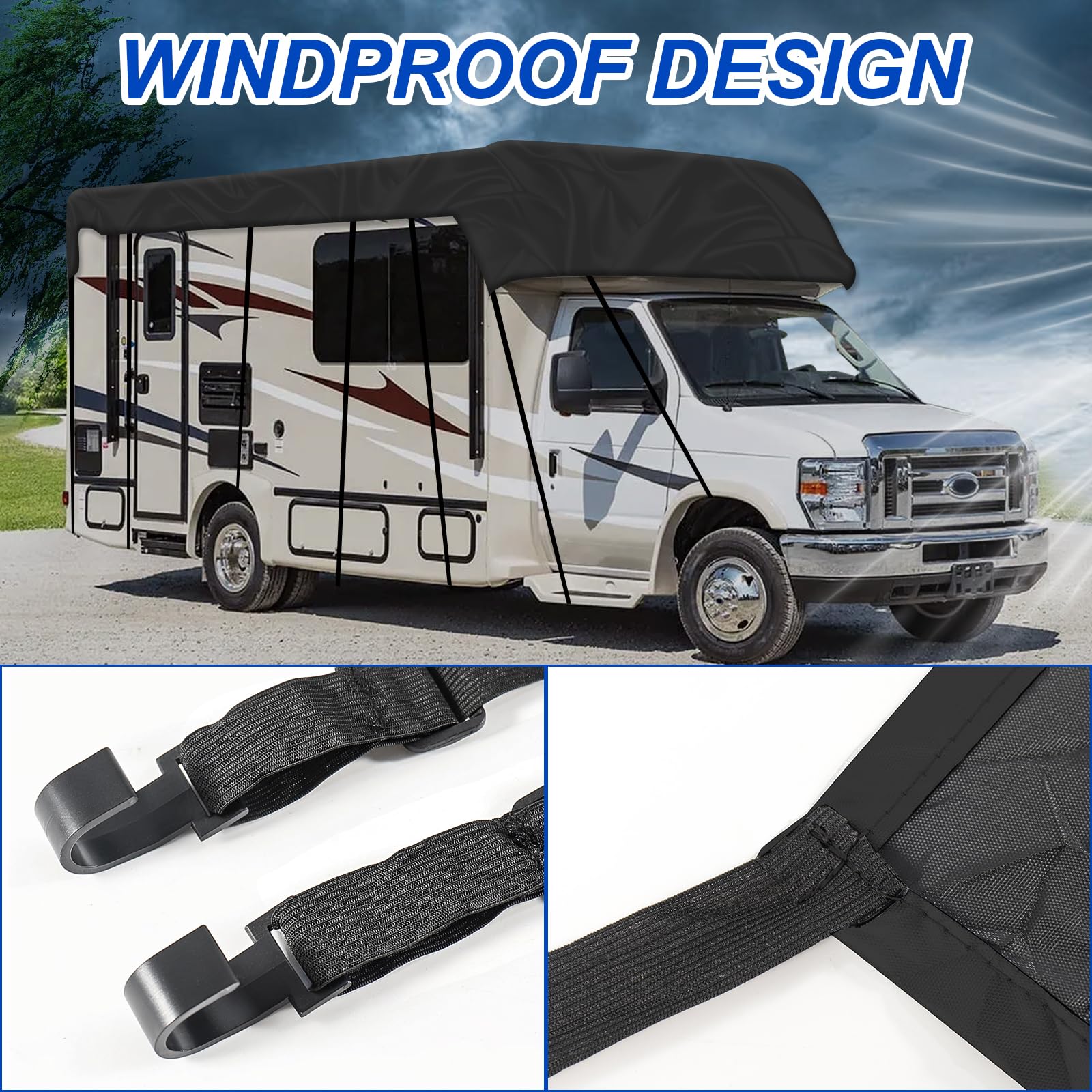 NEWFUN Telo Copri Camper, Copertura Camper, Telo Universale 210D per Caravan Universale, Protezione UV, Protezione dal Sole, Protezione Dalla Neve, Protezione dal Gelo (7,5 x 3 m)
