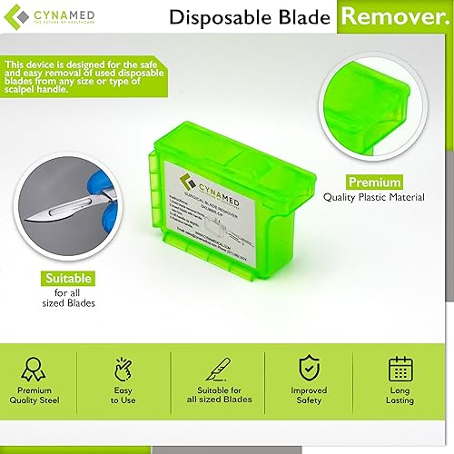 Miniatura 2 de Cynamed Removedor de cuchilla de bisturí, contenedor desechable de mano para objetos punzantes (10)