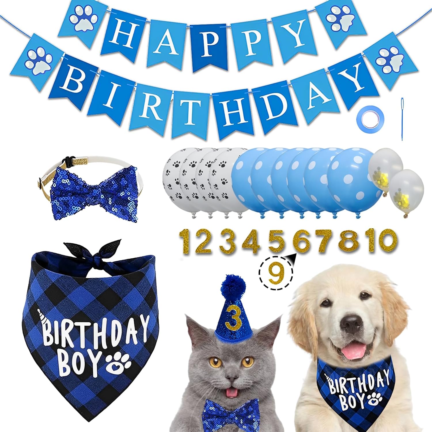 Cat Birthday Party Supplies, Dog Birthday Decorations, Cat Birthday Hat