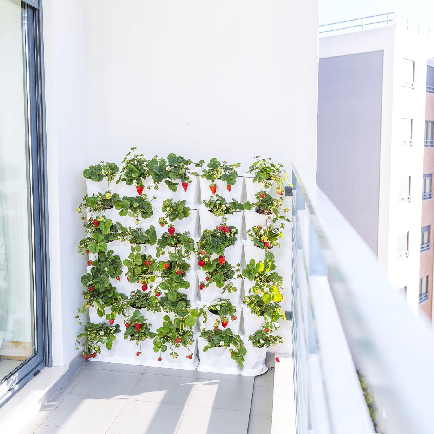 minigarden Vertical 1 Set for 9 Plants, Modular & Expandable Vertical Garden, Freestanding from The Floor or Wall Mounting, Innovative Drainage System, Long Life Cycle (White)