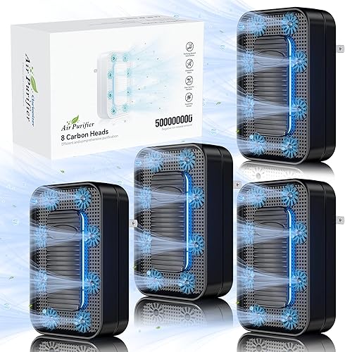 Ionizadores de aire para el hogar (paquete de 4), purificador de aire enchufable mejorado, purificador de iones negativos, ambientador para