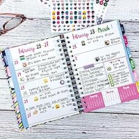 Vista 4 de Carpeta de Recordatorios Planificador 2026-2027 – Calendario Semanal y Mensual de 18 Meses, 361 Calcomanías, Pestañas, Tapa Dura, Cierre Elástico