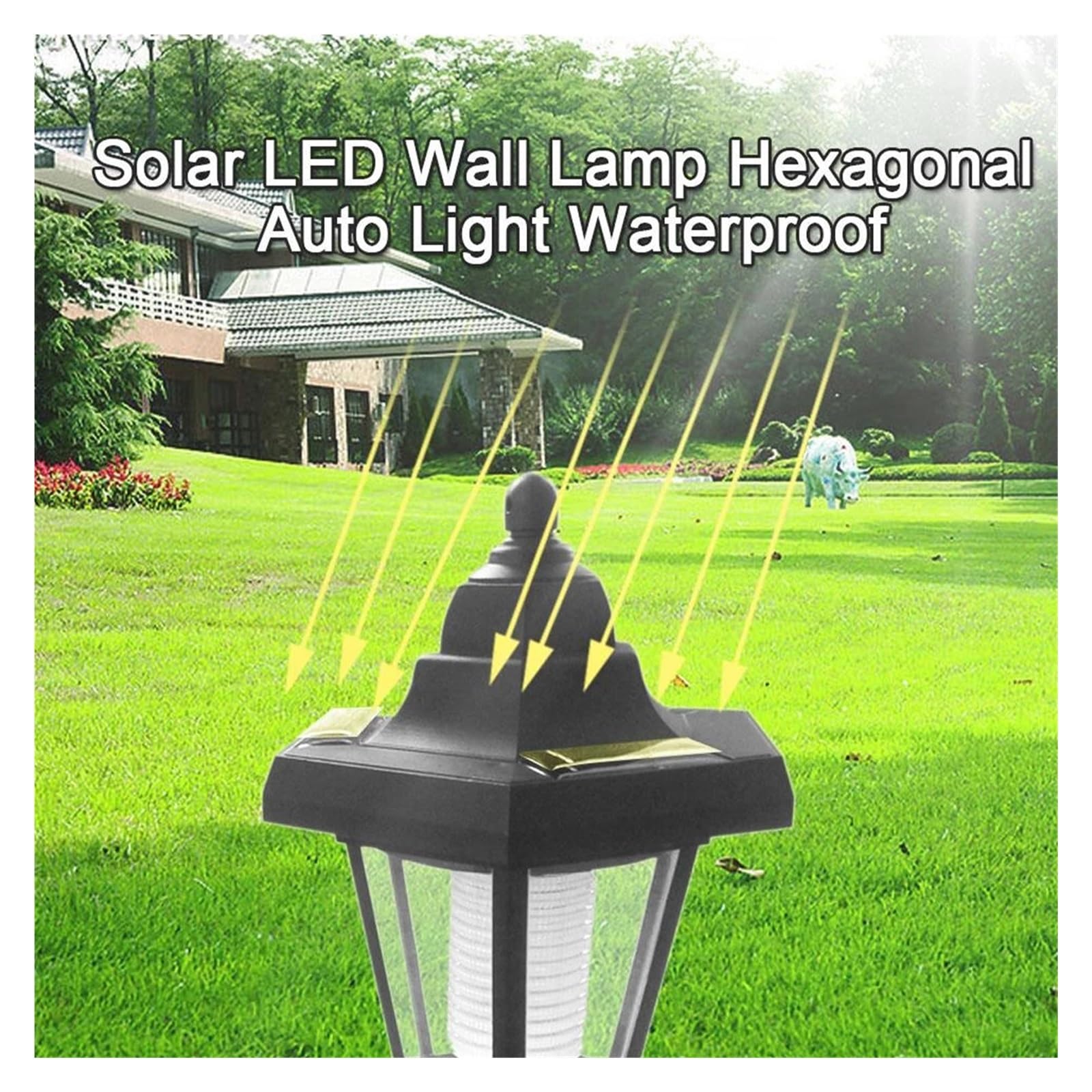 Ogrodowe lampy solarne Solarne lampy ścienne LED Lampa gankowa Oświetlenie ogrodowe zewnętrzne Wodoodporne sześciokątne oświetlenie latarni ulicznej Retro wystrój dziedzińca 2 szt.