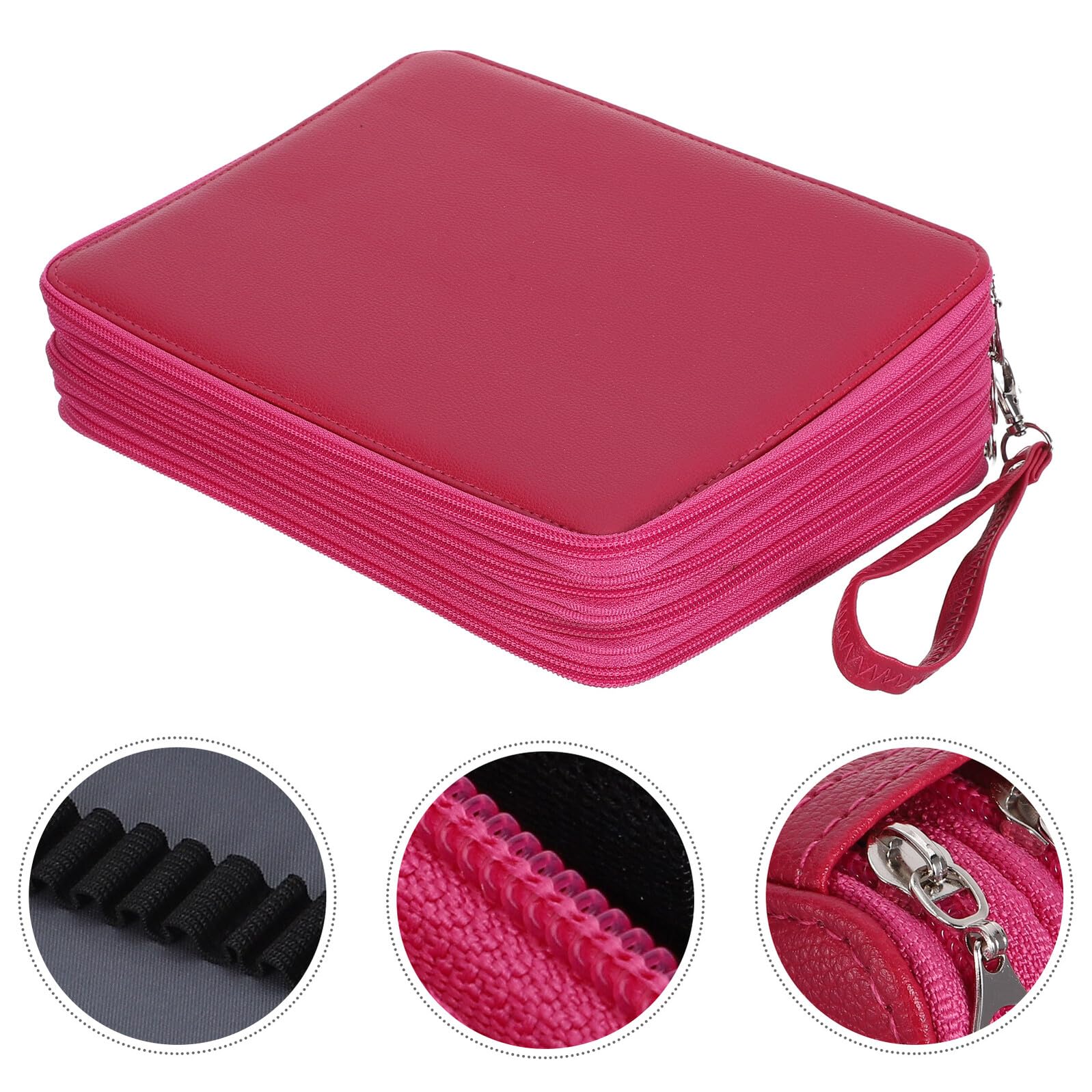 NUOBESTY Trousse à Crayons de Couleur Zippée Grosse Capacité 184 Emplacements, 4 Couches Multicouches, Paquet de Rangement Étanche Rose pour Fournitures Scolaires et Artistiques,