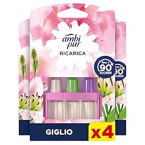 Ambipur 3Volution Giglio e Brezza Ricarica Deodorante Elettrico 80 ml, 3 Profumi Che Si Alternano Per Eliminare Odori