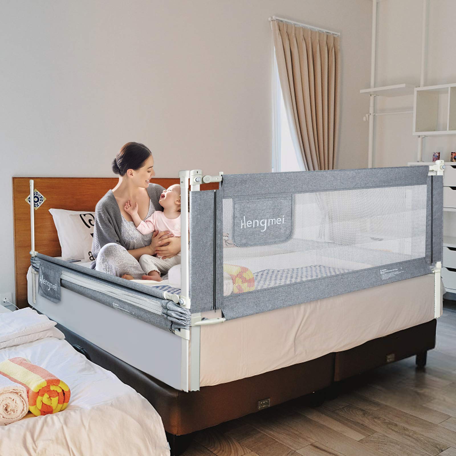 LARS360 Griglia di sicurezza per letto per bambini, sollevabile verticalmente, protezione anti-caduta per lettino dei bambini e letto dei genitori, da 180 cm