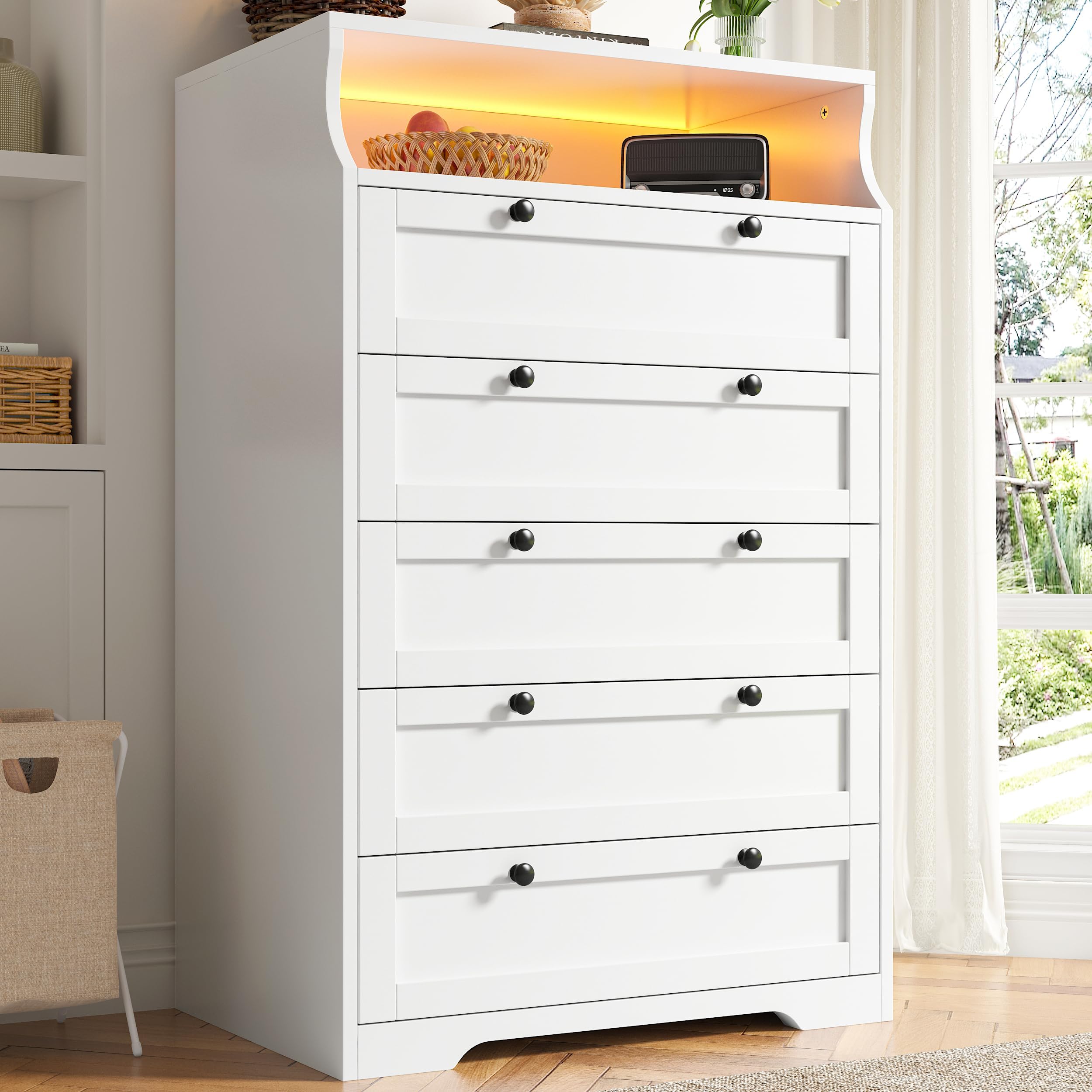 Amazon.com: FTZxHKLX White 4 Drawer Dresser for Bedroom, Tall Bedroom Dresser with Large Drawer ...