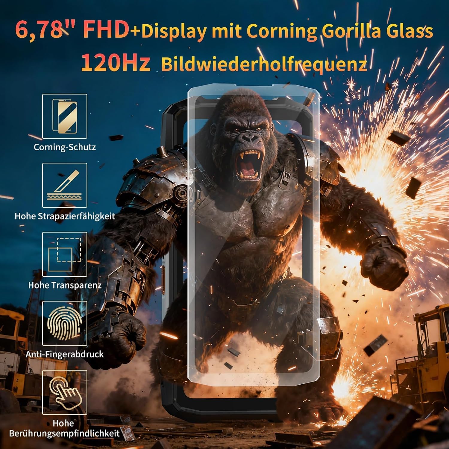 FOSSiBOT F113 5G 36 GB + 256 GB, 20000 mAh (33 W), telefono cellulare per esterni senza contratto, fotocamera da 64 MP, visione notturna da 64 MP, schermo 120 Hz 6,78", smartphone per esterni, Android