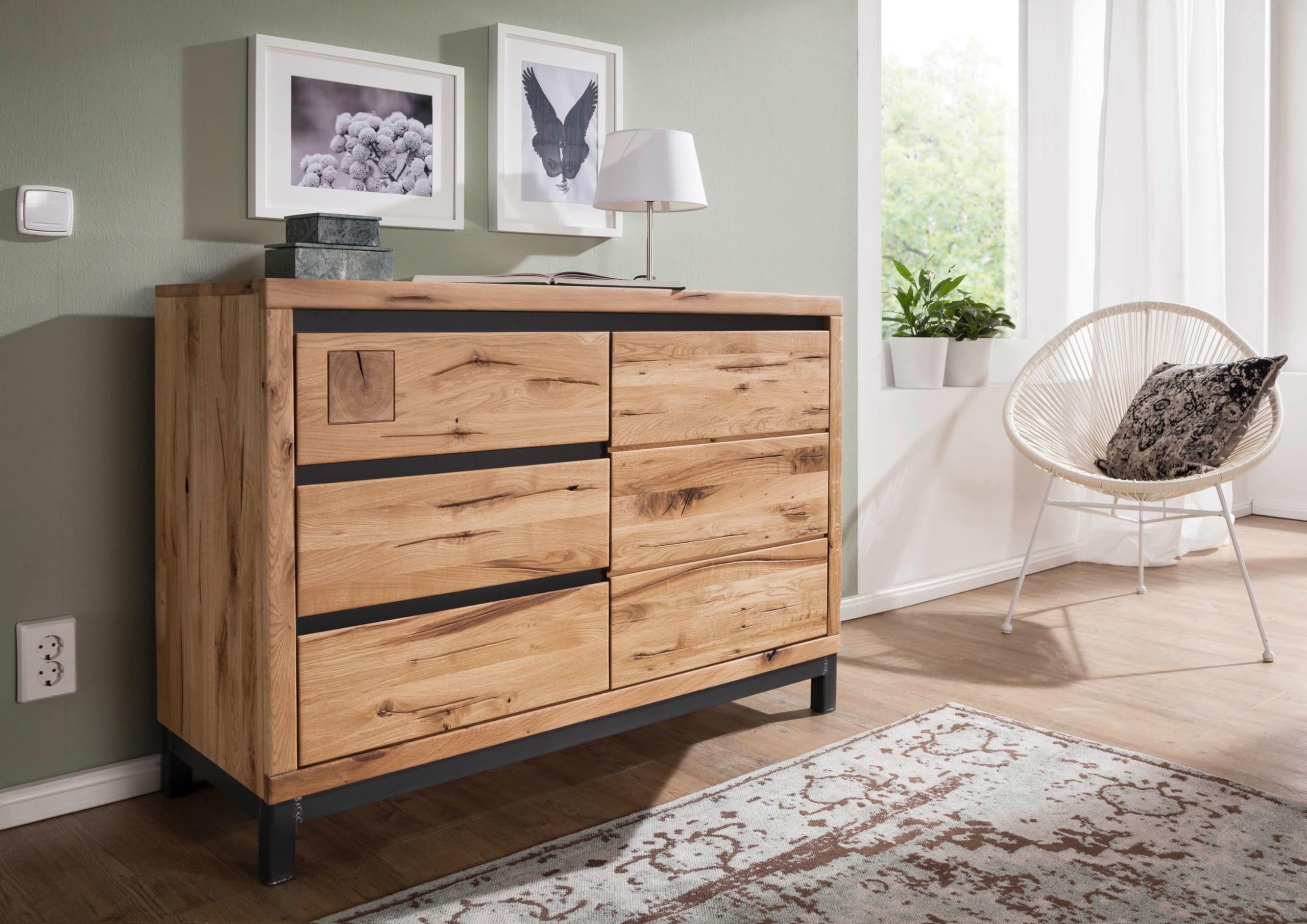 MASSIVMOEBEL24.DE | VILLANDERS Sideboard 120x45x85 Wildeiche geölt - Versch Farben, Farbe:Natur geölt, Größe:120x45x85 cm (BxTxH)